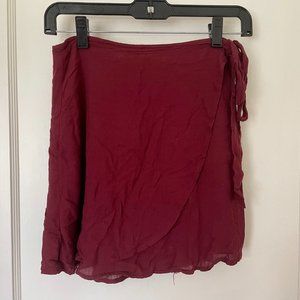 Red wrap mini skirt